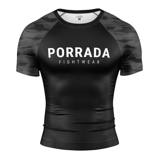 BLACK CAMO SHORT SLEEVE RASH GUARD