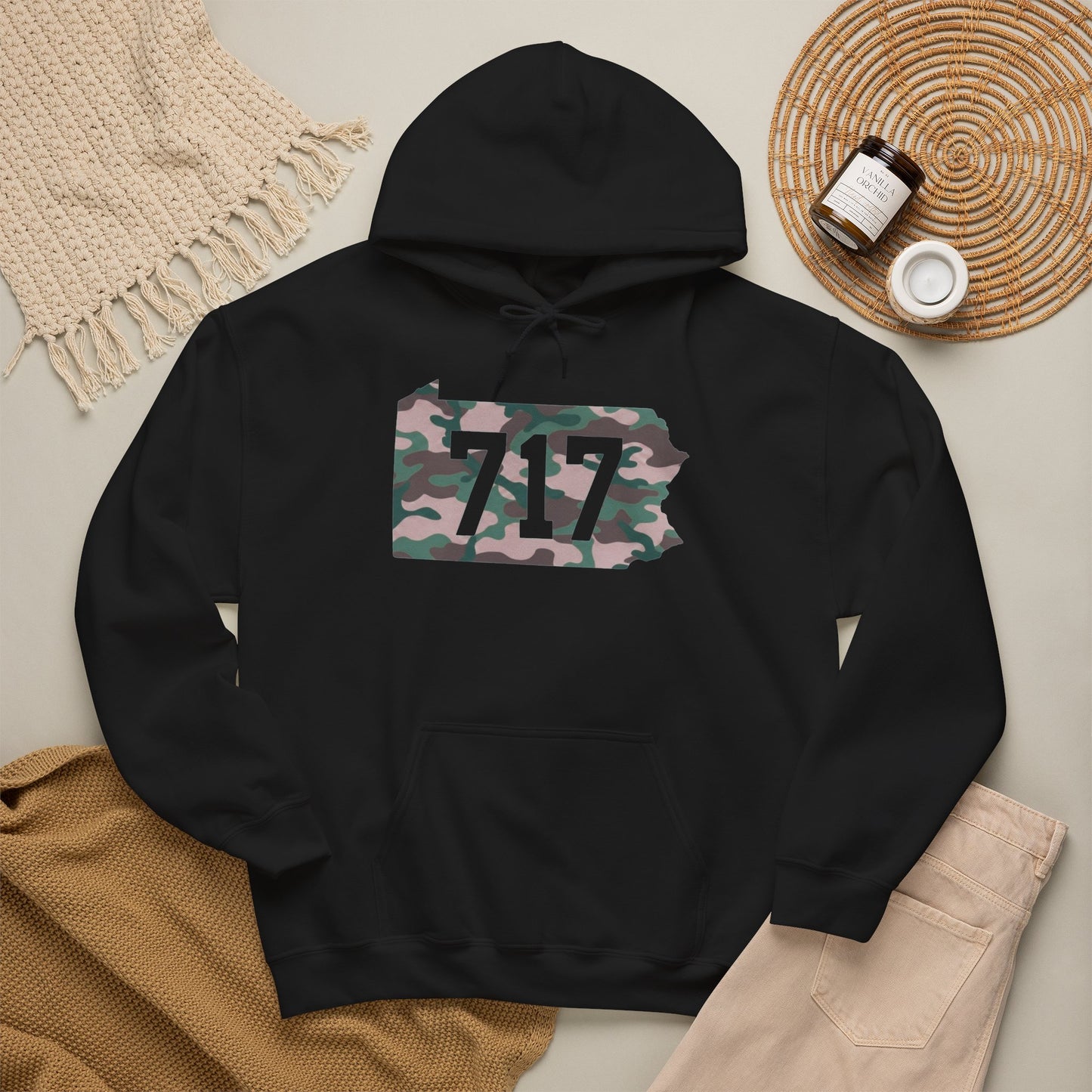 717 Camo State Hoodie — Pennsylvania Area Code Sweatshirt
