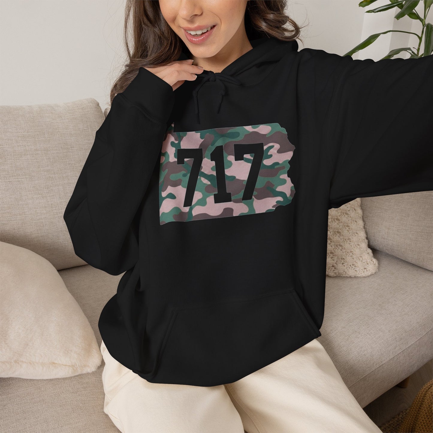 717 Camo State Hoodie — Pennsylvania Area Code Sweatshirt